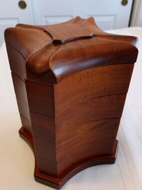 2002 Bombay Co. Wooden 4 Tier Swivel Jewelry, Trinket Box